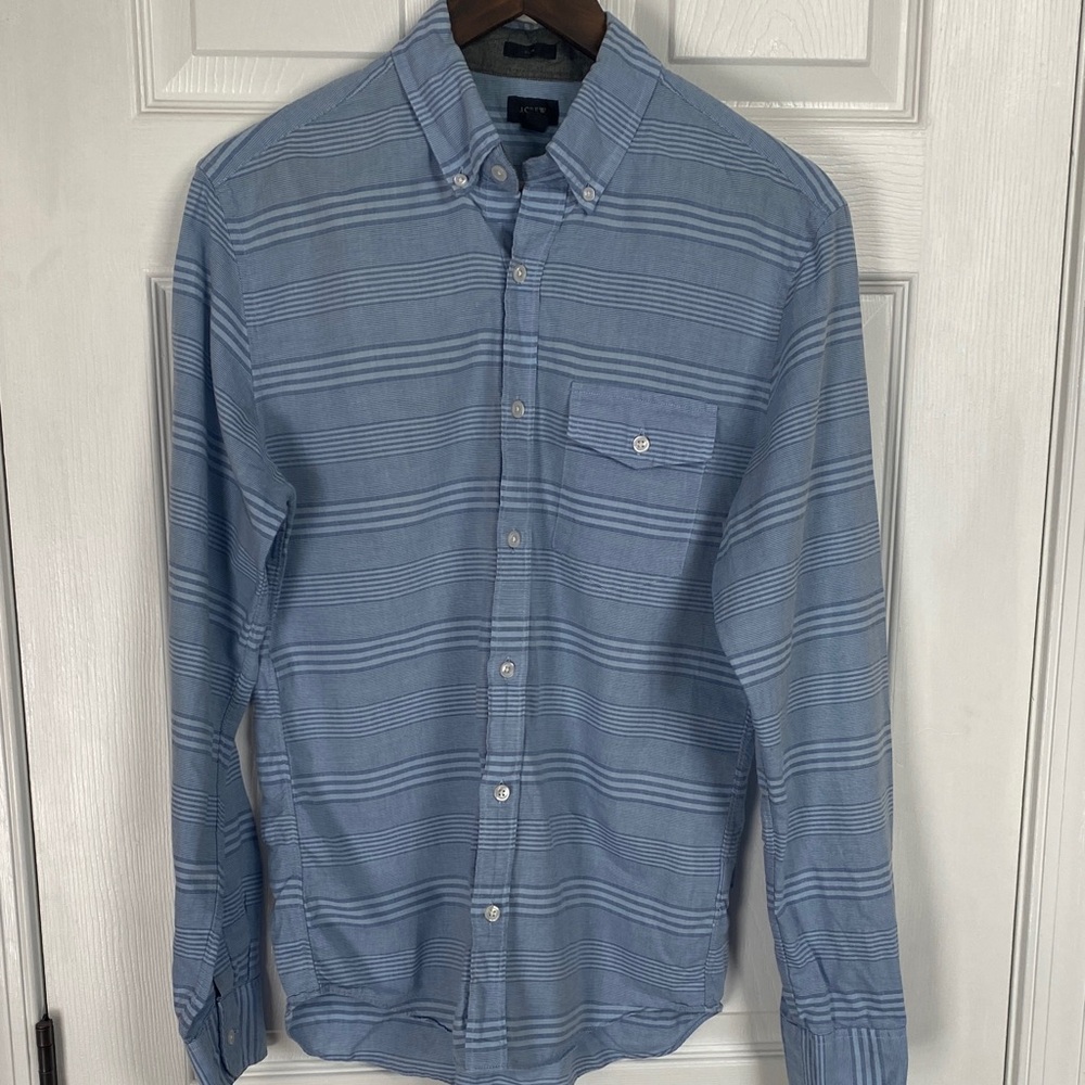 J. Crew Blue Striped Casual Shirt